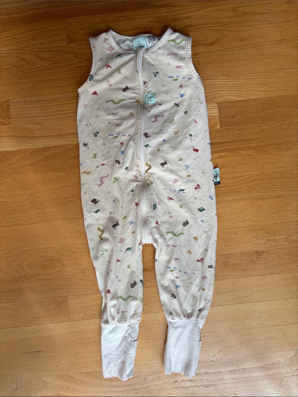 Sleeveless White Printed Footie One-Piece for Kids by